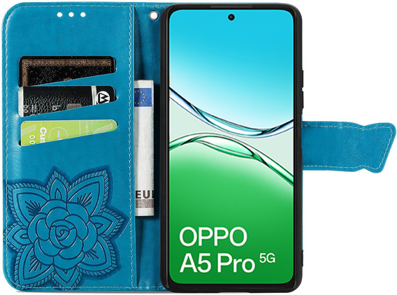 Откидной чехол для Oppo A5 Pro 5G, Butterfly, синий