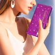 Откидной чехол для Samsung Galaxy S24 Ultra, Wallet Zipper Pocket Glittery, фиолетовый