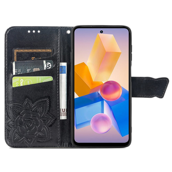 Чохол-книжка для Infinix Hot 40i, Butterfly, чорний