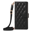 чехол-крышка для Xiaomi Redmi Note 14 Pro 5G / Xiaomi Redmi Note 14 Pro+ 5G / Xiaomi Poco X7 5G, Rhombus Crossbody Leather, чёрный
