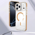 Чехол для iPhone 17 Pro Max, для MagSafe, с подставкой, прозрачный с золотыми вставками