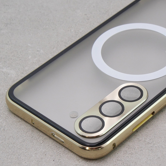 Магнитный чехол с двойным стеклом MagSafe для Samsung Galaxy S23, золотой