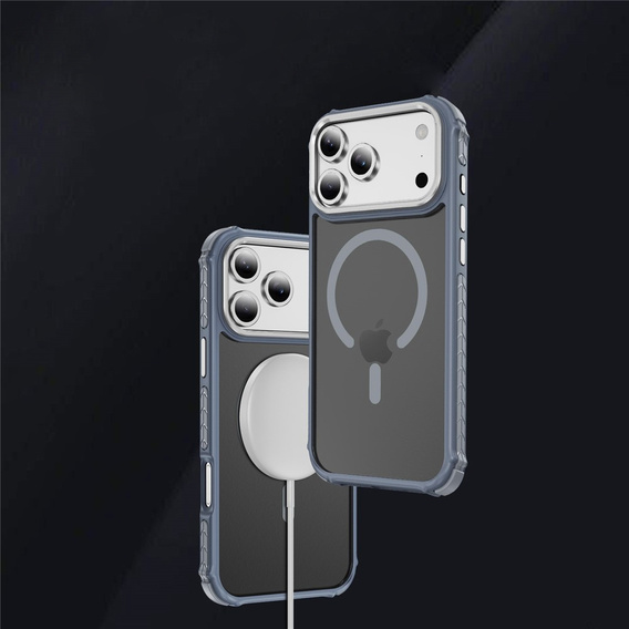Матовий чохол для iPhone 17 Pro Max, броньований, для MagSafe, димчастий з сірими боками