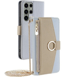 Чохол-книжка для Samsung Galaxy S23 Ultra, Wallet Zipper Pocket, з дзеркалом, м'яти