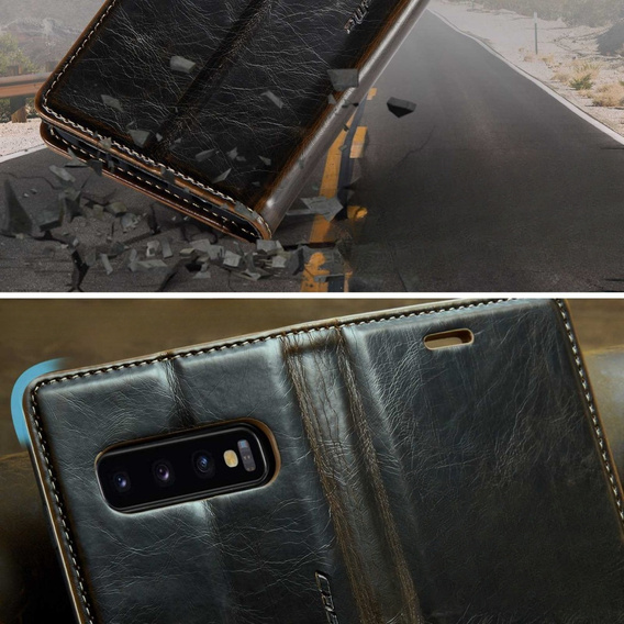 Флип-кейс CASEME для Samsung Galaxy S10+ Plus, Waxy Textured, кофе