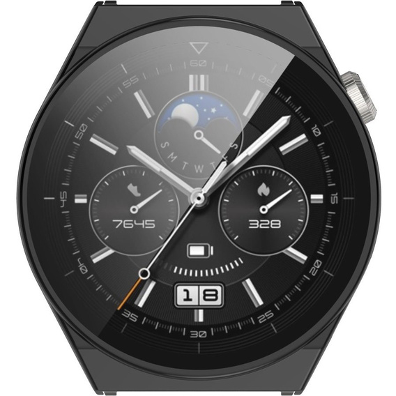 Силиконовый футляр со встроенным защитным стеклом до Huawei Watch GT 3 Pro 46mm, Black