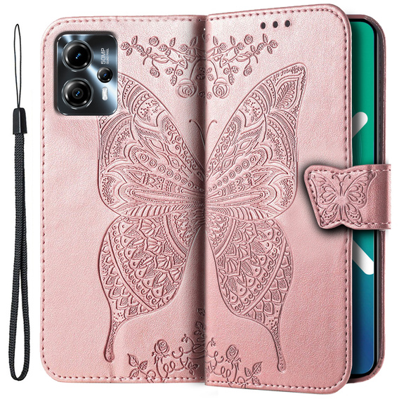 Чохол-книжка для Motorola Moto G23 4G / G13 4G, Butterfly, рожевий rose gold