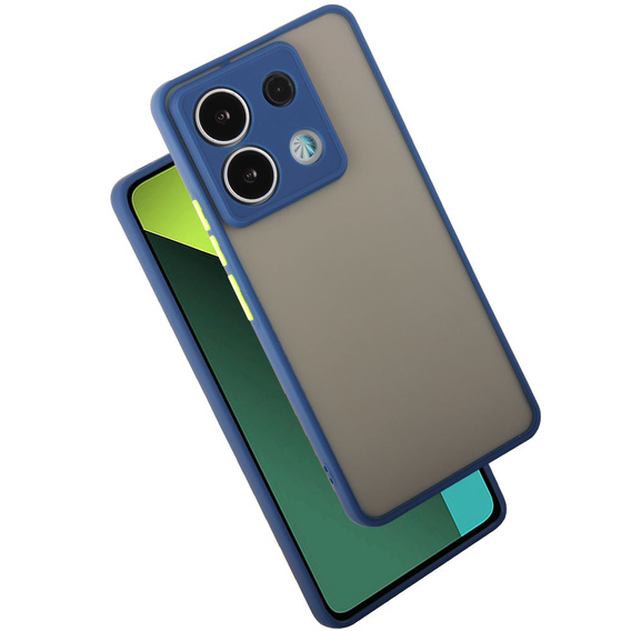 Силіконовий чохол для Xiaomi Redmi Note 13 Pro 5G, із захистом камери, прозорий / синій + Загартоване скло 9H