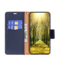 Откидной чехол для Samsung Galaxy A15, Wallet Litchi Leather, синий + 9H стекло 