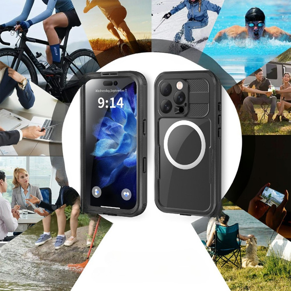 Водонепроникний чохол IP68 для iPhone 16 Pro, SHELLBOX MagSafe, чорний