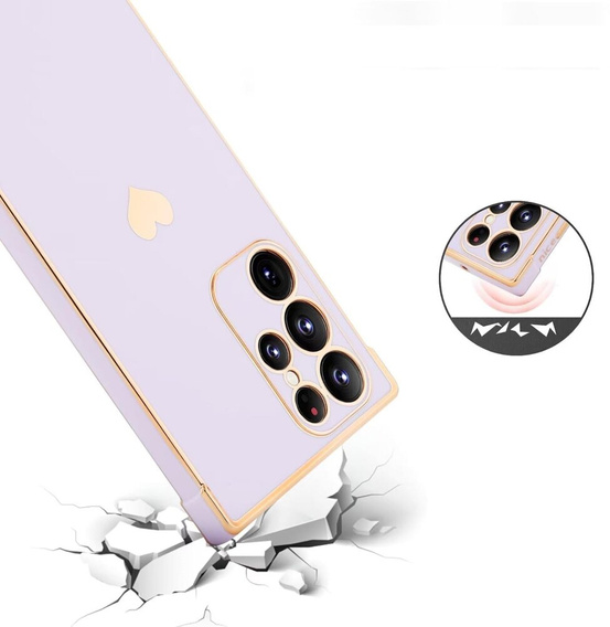 Чехол для Samsung Galaxy S24 Ultra, Electro heart, фиолетовый + полное клеевое керамическое стекло