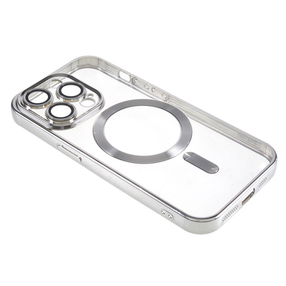 Чохол для iPhone 14 Pro, Electro MagSafe, сріблястий + Скло на екран