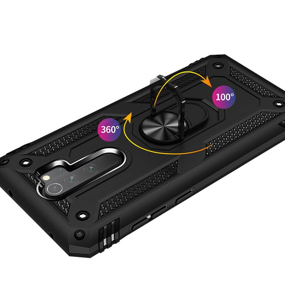 Бронированный Чехол до Xiaomi Redmi Note 8 Pro, Nox Case Ring, чёрный