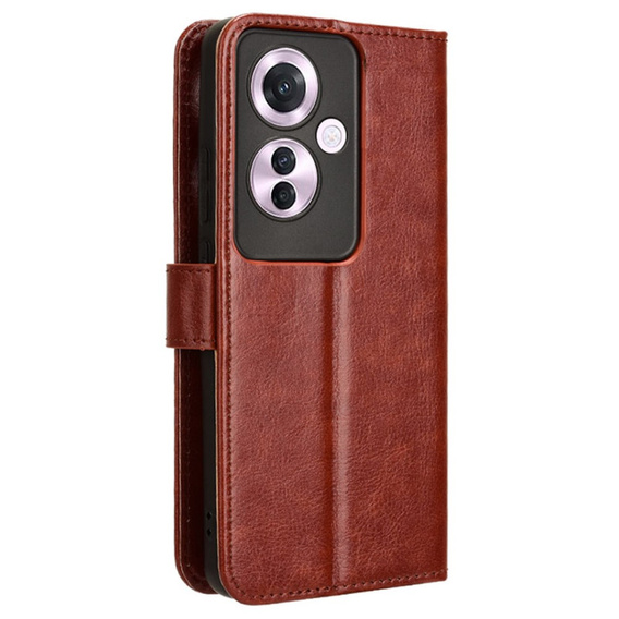 Откидной чехол для Oppo Reno 11F 5G, Crazy Horse Wallet, коричневый