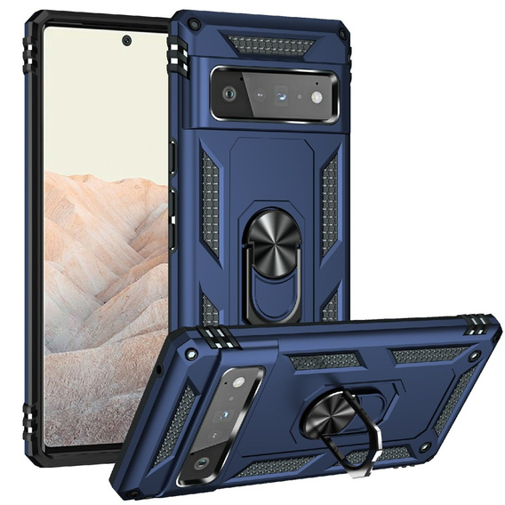 Бронированный Чехол до Google Pixel 6 Pro, Nox Case Ring, темно-синий