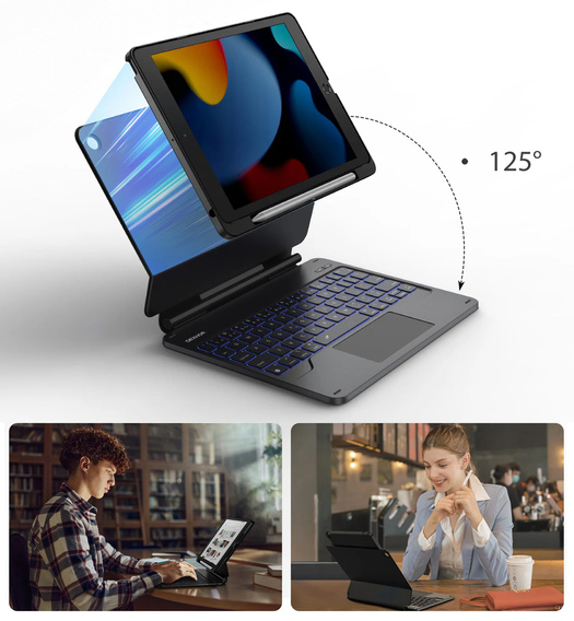 Чехол-клавиатура для iPad 7/8/9 10.2, Dexnor Magnetic Keyboard Touchpad, чёрный