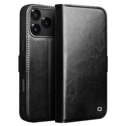 Флип-кейс QIALINO из натуральной коровьей кожи для iPhone 17 Pro Max, черный