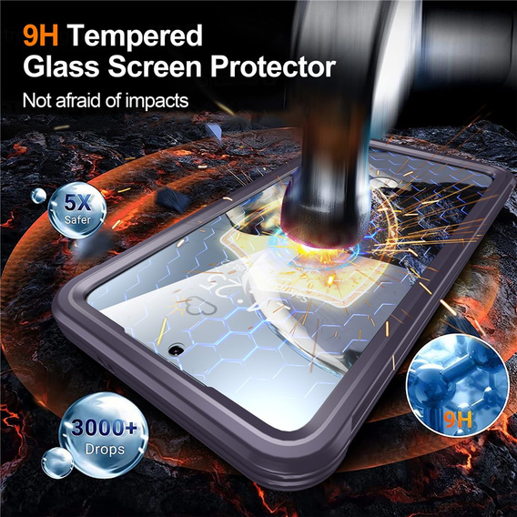 Чохол для Samsung Galaxy S25 FE, Shockproof, зі склом, для MagSafe, фіолетовий