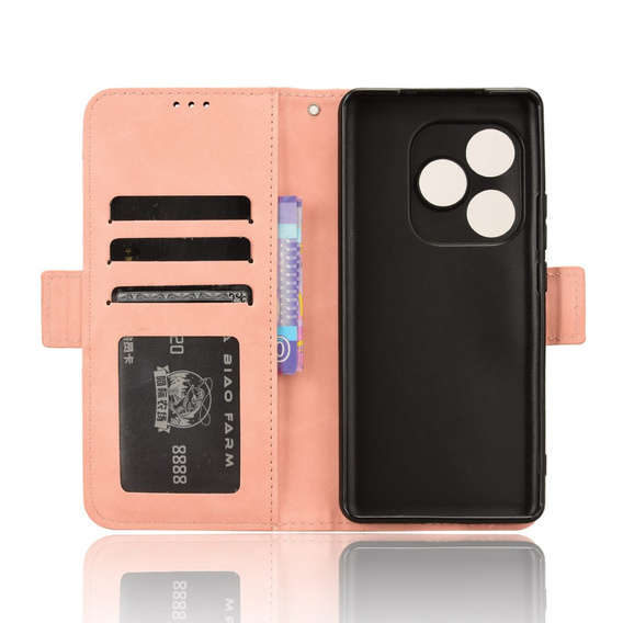 Футляр з клапаном для Realme GT 6 / 6T, Card Slot, рожевий
