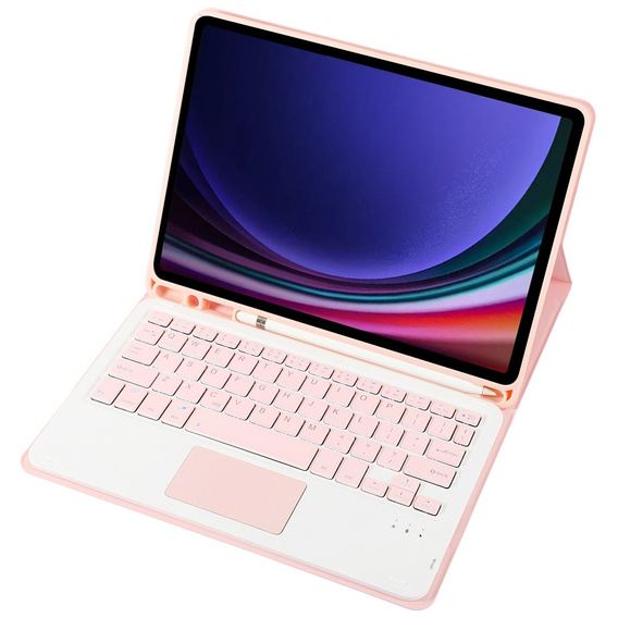 Чехол + клавиатура Samsung Galaxy Tab S9, Leather Pen Slot TouchPad, розовый rose gold