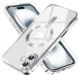Чехол для iPhone 16 Plus, Electro MagSafe, серебряный + стекло для экрана