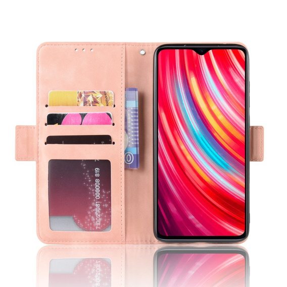 Футляр з клапаном для Xiaomi Redmi Note 8 Pro, Card Slot, рожевий