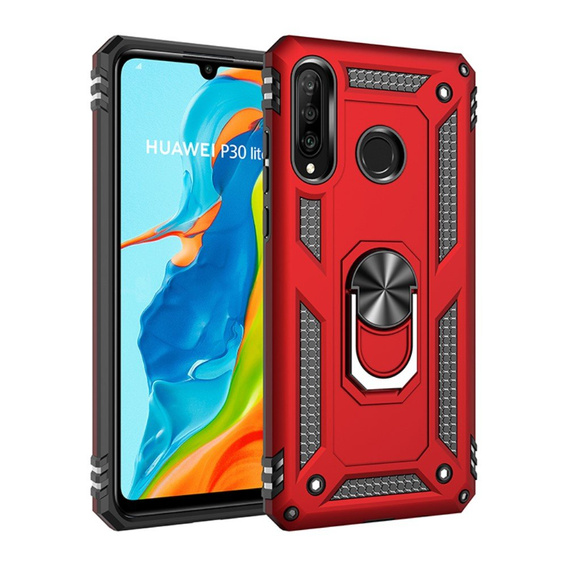 Бронированный Чехол до Huawei P30 Lite, Nox Case Ring, красный