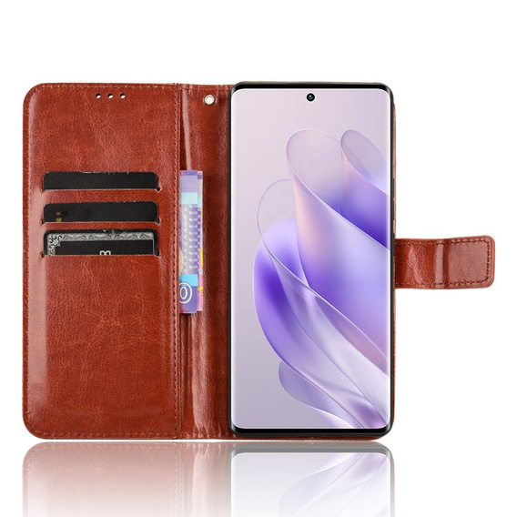 Футляр з клапаном для Infinix Zero 30 5G, Crazy Horse Wallet, коричневий