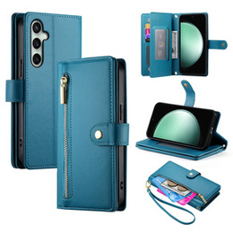 Откидной чехол для Samsung Galaxy S24 FE, Wallet Zipper Pocket, синий