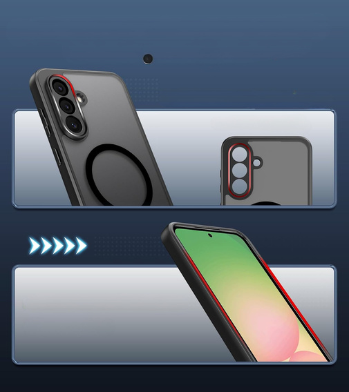 Чохол для Samsung Galaxy A56, для MagSafe, ERBORD Matt Case, чорний + захисне скло