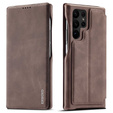 Откидной чехол для Samsung Galaxy S23 Ultra, ERBORD Retro, коричневый