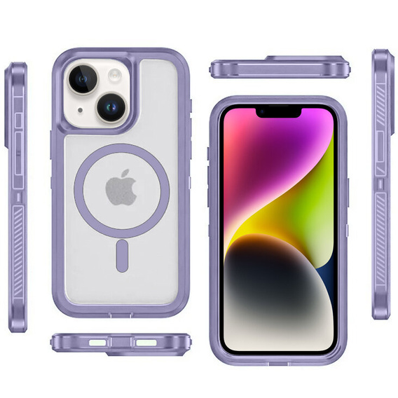 Чохол з рамкою для iPhone 13/14, для MagSafe, прозорий / фіолетовий