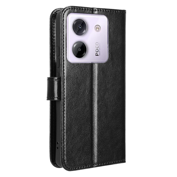 Футляр з клапаном для Xiaomi Poco M7 Pro 5G, Crazy Horse Wallet, чорний