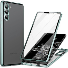 Чехол для Samsung Galaxy S23 Plus, Magnetic Dual Glass, зелёный