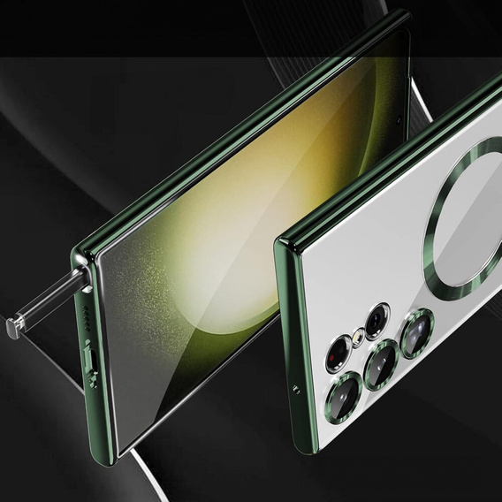 Чохол для Samsung Galaxy S24 Ultra, Electro MagSafe, зелений + Повністю клейове керамічне скло