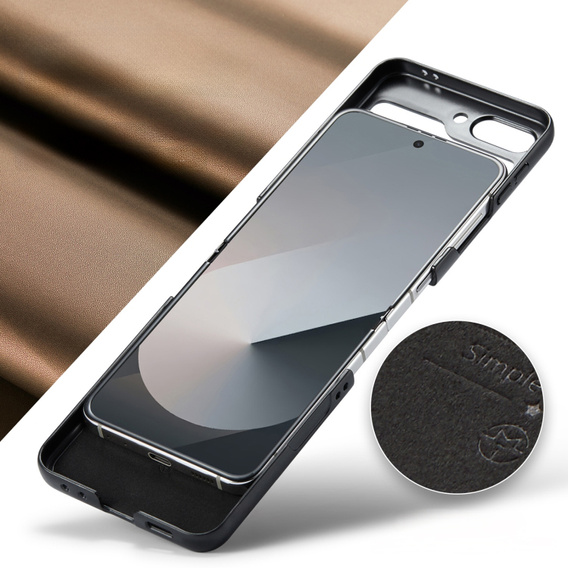 Чохол для Samsung Galaxy Z Flip7 FE / Z Flip6, CASE Litchi Leather, коричневий