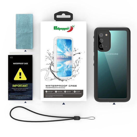 Водонепроникний чохол IP68 для Samsung Galaxy S20, Redpepper, чорний