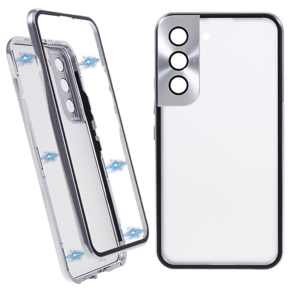 Чехол для Samsung Galaxy S21, Magnetic Dual Glass, серебряный