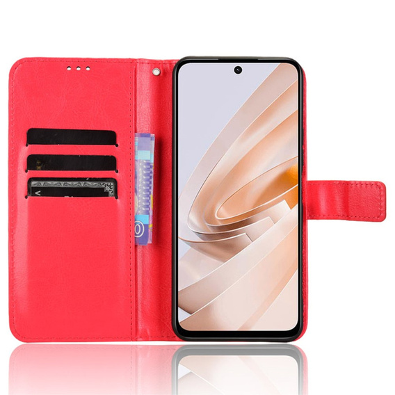 Откидной чехол для Xiaomi Redmi 13, Crazy Horse Wallet, красный