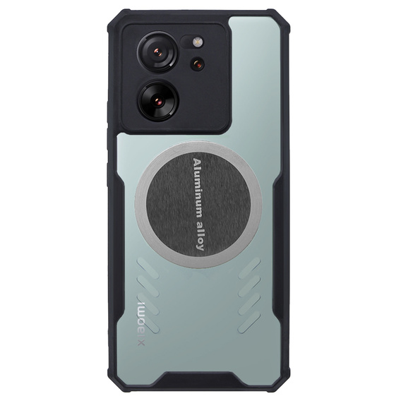Чехол для Xiaomi 13T / 13T Pro с магнитной полосой, черный / прозрачный