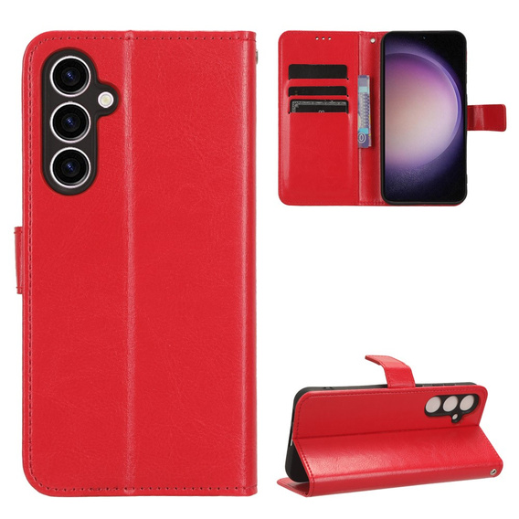 Футляр з клапаном для Samsung Galaxy S23 FE, Crazy Horse Wallet, червоний