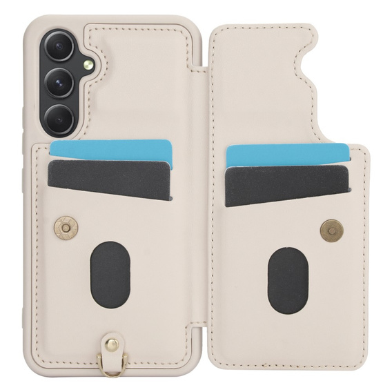 Чохол для Samsung Galaxy S23 FE, Leather Flower Card Slot, бежевий