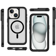 Чехол с рамкой для iPhone 15, для MagSafe, прозрачный / черный