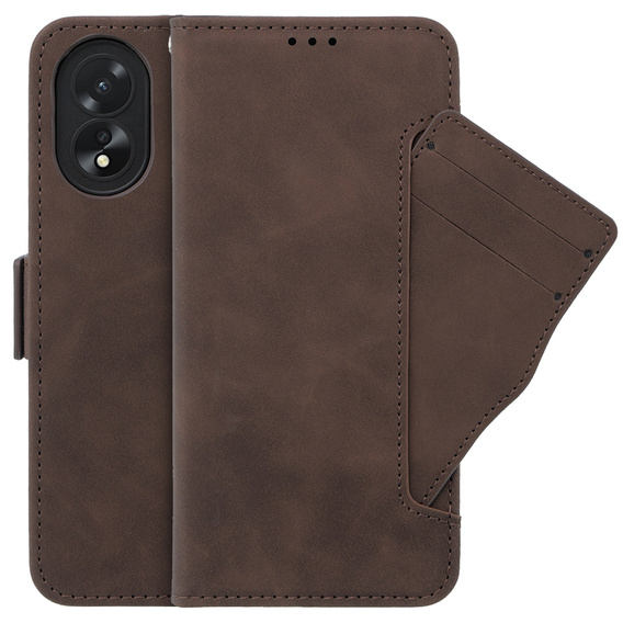 Откидной чехол для Oppo A58 4G, Card Slot, коричневый