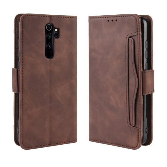 Откидной чехол для Xiaomi Redmi Note 8 Pro, Card Slot, коричневый