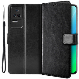 Футляр з клапаном для Xiaomi Poco F4 5G, Crazy Horse Wallet, чорний