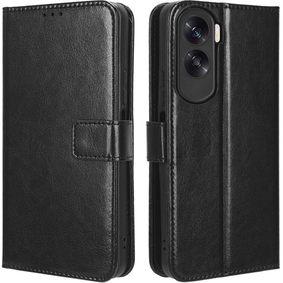 Футляр з клапаном для Honor 90 Lite 5G, Crazy Horse Wallet, чорний