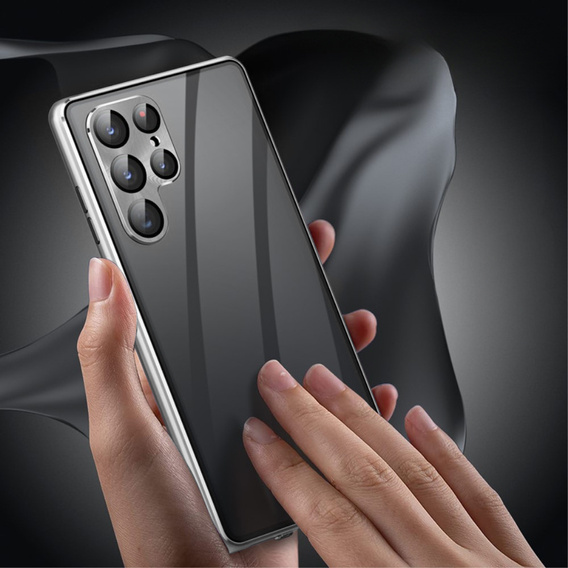 Чохол для Samsung Galaxy S22 Ultra, Magnetic Dual Glass, сріблястий
