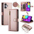 Откидной чехол для iPhone 16, Wallet Zipper Pocket, розовый