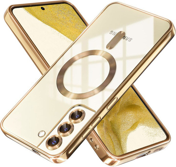 Чехол для Samsung Galaxy S22, Electro MagSafe, золотой + стекло для экрана